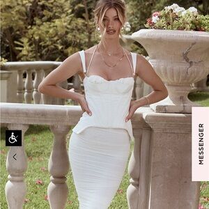 House of CB Talya Ivory Corset Midi Dress - Size S
